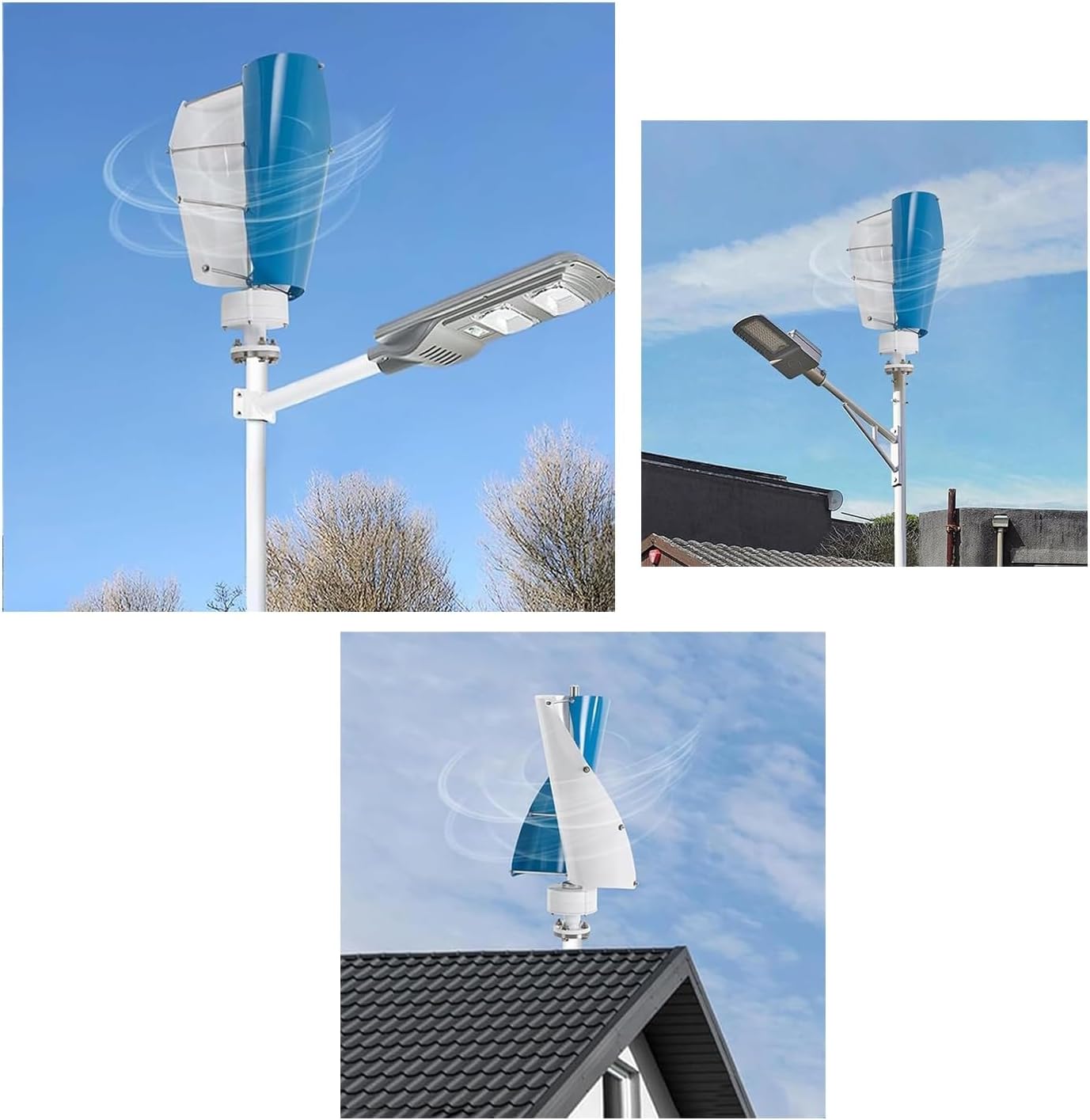 Magnetic Levitation Wind Turbine 18000W, 42.65ft/s Vertical Axis Generator for Home & Business, Eco-Friendly Windmill Kit with Controller, Hybrid Energy System (Blue, 48V)