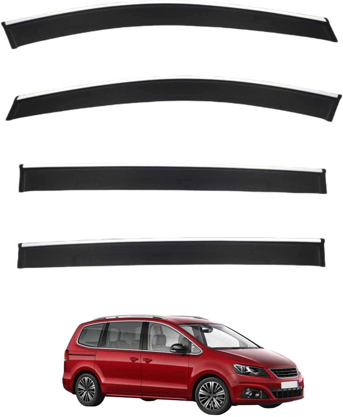 Window Deflectors for SEAT Alhambra MK2-7N 2010-2020, Sun Rain Guard Window Visors Vent Shades with Bright Stripes Car Accessories