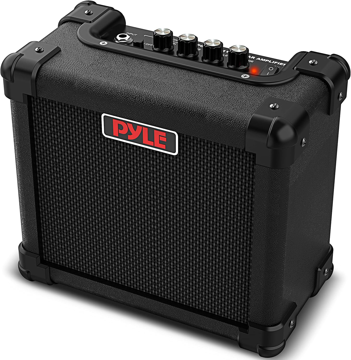 Pyle Portable Electric Guitar Amp - Battery or Wall Power Mini 10 Watt Mini Practice Instrument Amplifier w/ 5