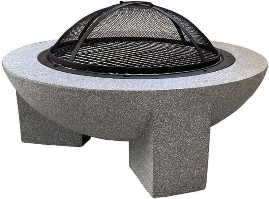 Garden Fire Pit Outdoor Party BBQ Fire Pit with Grill Shelf, Fire Bowl for Garden and Patio with Outdoor Round Wood Burning Outdoor Party BBQ Fire Pit Grill Barbecue Rack