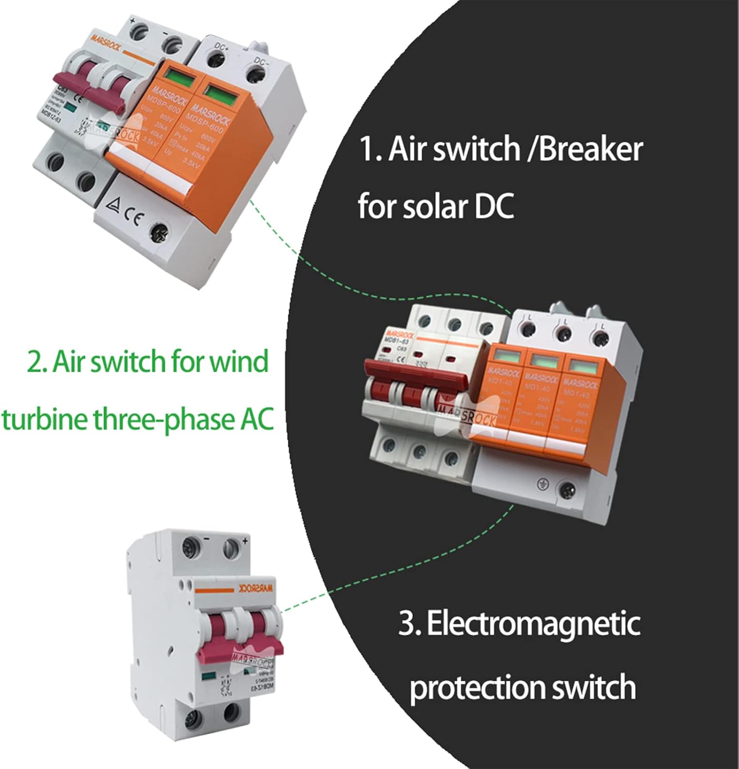 Lighting Protection Wind Solar Hybrid Power Control Box PV Dc Combiner AC Distribution Box for 12v 24v 48v Wind Solar Power System with DC AC SPD Surge Protection Arrester (Excluding Wires)