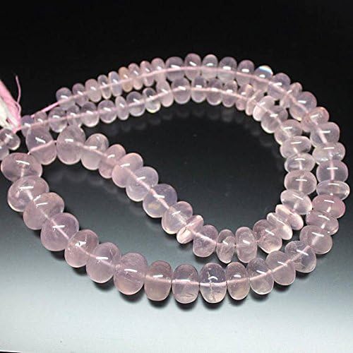 Natural Pink Rose Quartz Smooth Gemstone Rondelle Gemstone Loose Craft Beads Strand 18