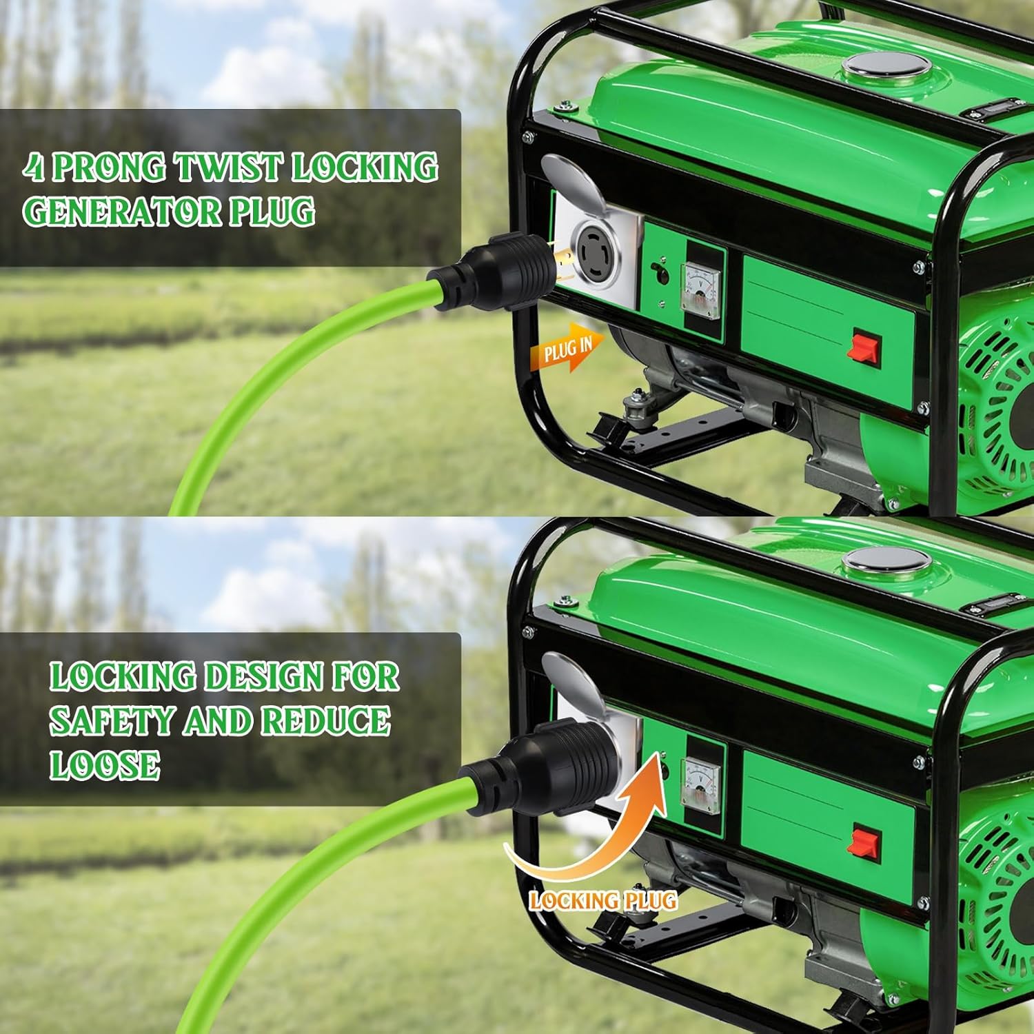 Kanayu 25 ft Welder Extension Cord Compatible with Nema L14-30p to 6-50r, 4 Prong Generator to 3 Prong Welder Power Adapter Cord 30 Amp Generator Locking Plug Connector to Welding