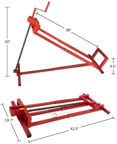 Mower Lift - 880lb Capacity Lawn Mower Lift Jack - Telescopic Maintenance Jack for Mowers and Tractors - Riding Mower Accessories by Stalwart (Red)