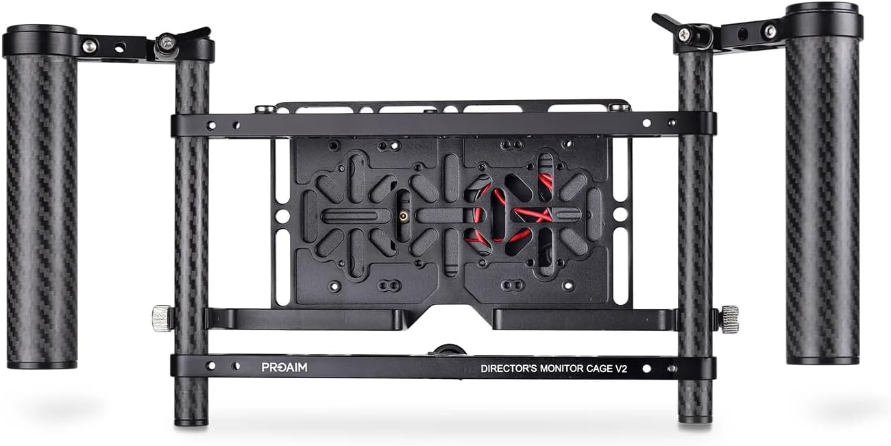 PROAIM Universal 9” Camera Monitor Director Cage for Monitor Upto 9” (Diagonally). Easy Handheld Monitoring – Dual Handles, C-Stand & Other Accessory Mounting Option. Padded Neck Strap (P-DMC-59)