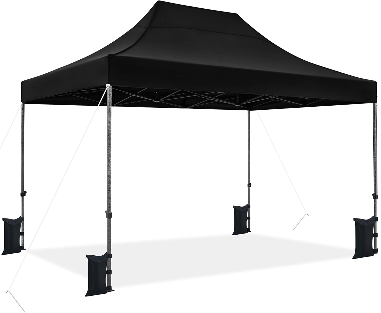 Yaheetech Heavy Duty Pop Up Canopy Tent, 10x15 Commercial Instant Shelter Tent, Outdoor Adjustable Canopy with Wheeled Bag, 4 Sandbags & 8 Stakes, Black
