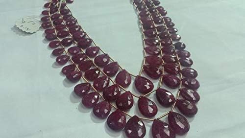13 inch natural beads strand of 7x9-15x20mm faceted pear ruby gemstone briolletes beads for DIY jewelry - necklace, bracelet, earring, ring.