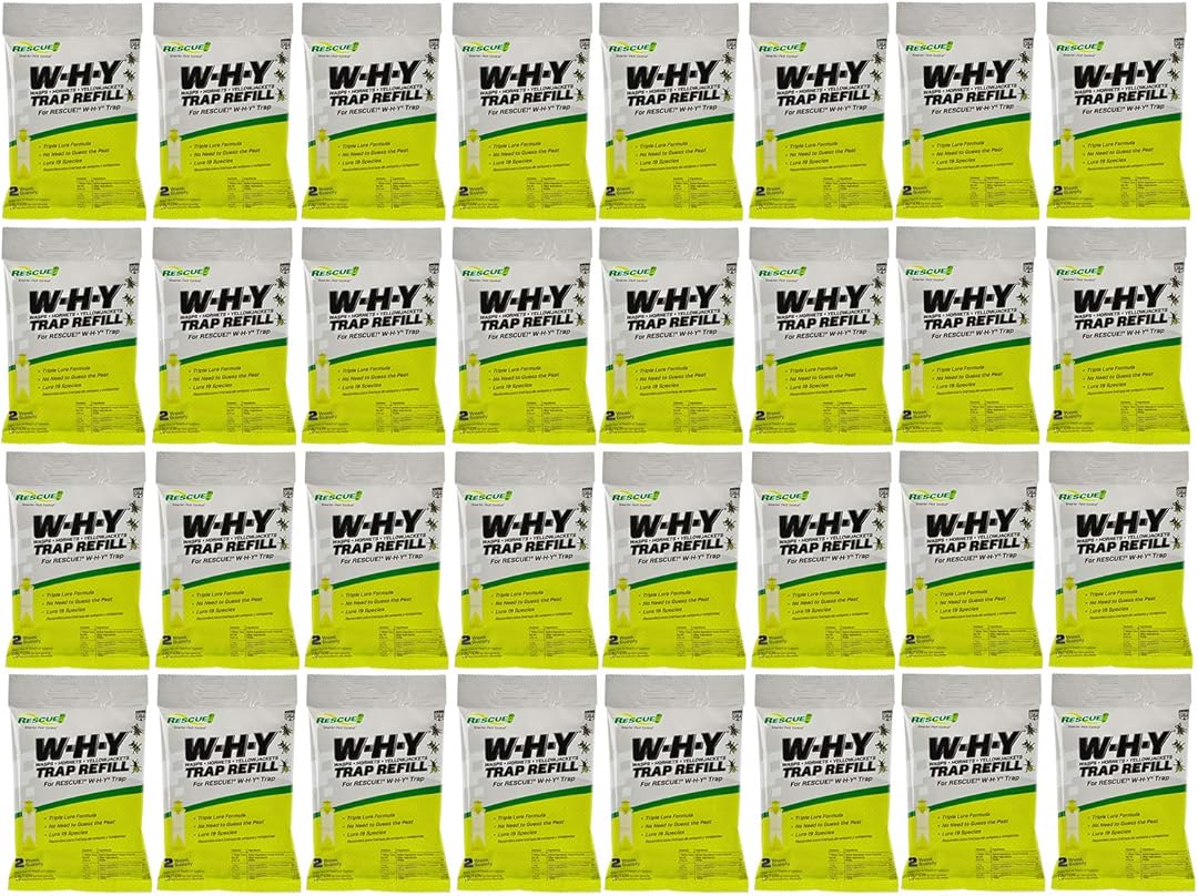 RESCUE! Non-Toxic Wasp, Hornet, Yellowjacket Trap (WHY Trap) Attractant Refill - 2 Week Refill - 32 Pack