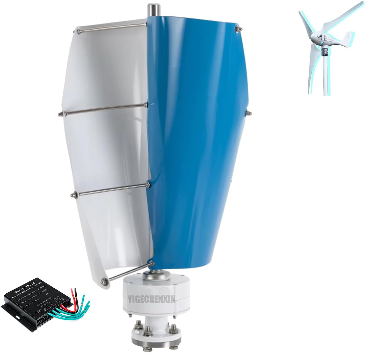 Wind Turbine Generator Kit, 2000W 12V/24V/48V/220V Maglev Wind Power Generator, W/2 Blades for Windmill Generator and Hybrid Solar Wind Syste