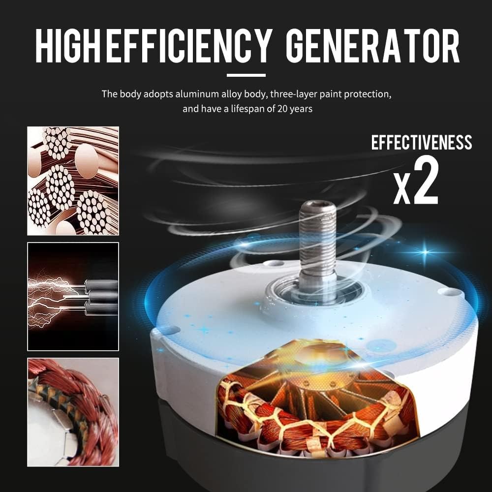 Wind Turbine Generator Kit, Wind Turbine Generator 2000w 48V 24V 12V Wind Mill Wind Generat Kit Free Energy Altern With Mppt Controller For Home Use for Hybrid Solar Wind System(With MPPT controller,2