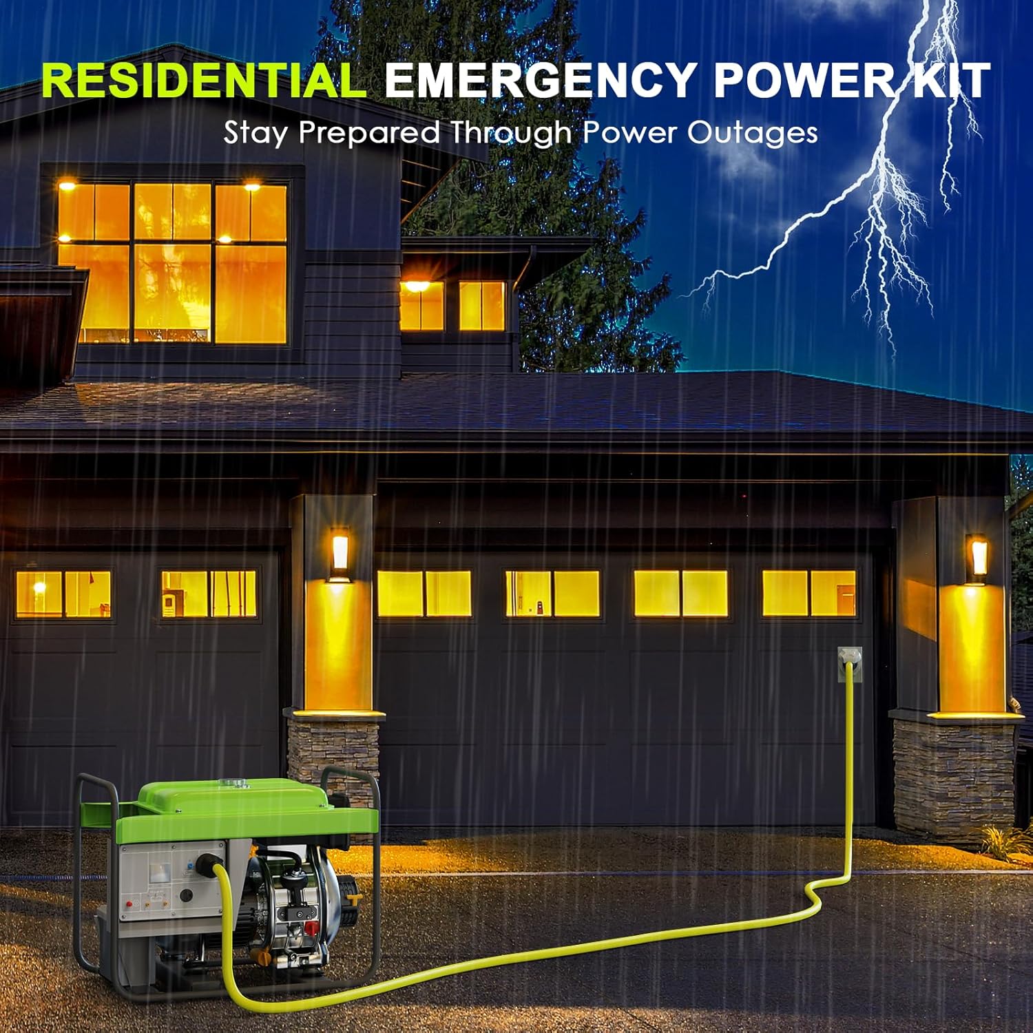 30 Amp Generator Cord 25FT and Power Inlet Box, NEMA L14-30P/L14-30R 125/250V Twist Lock Connector with Pre-Drilled NEMA L14-30P Generator Inlet Box for Generator to House, ETL Listed