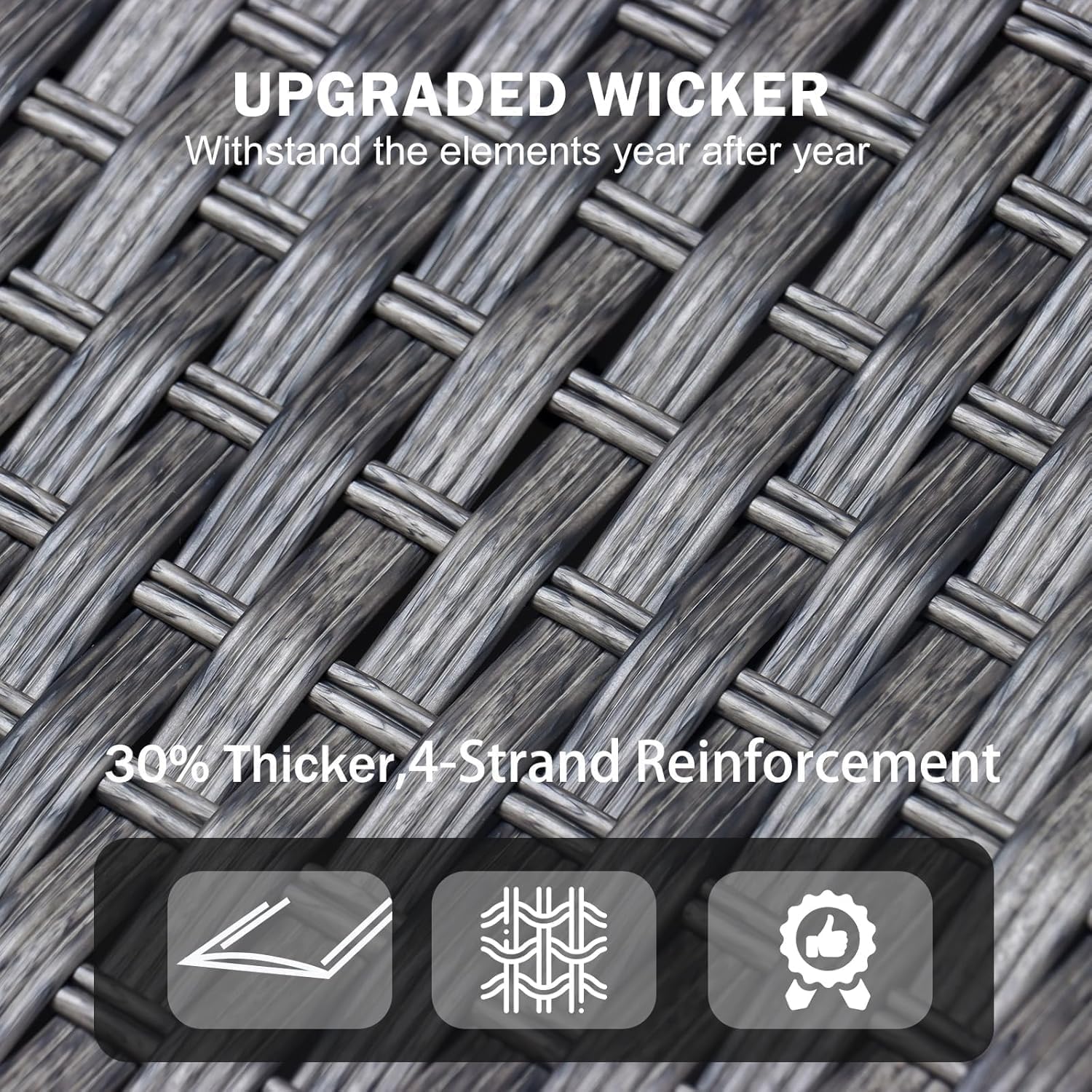 Restland 44” Propane Fire Pit Table 60000 BTU Rectangle Outdoor Fire Pit Table with Wind Guard & Waterproof Cover CSA-Certified Rattan Gas Firepit for Patio, Party, Backyard