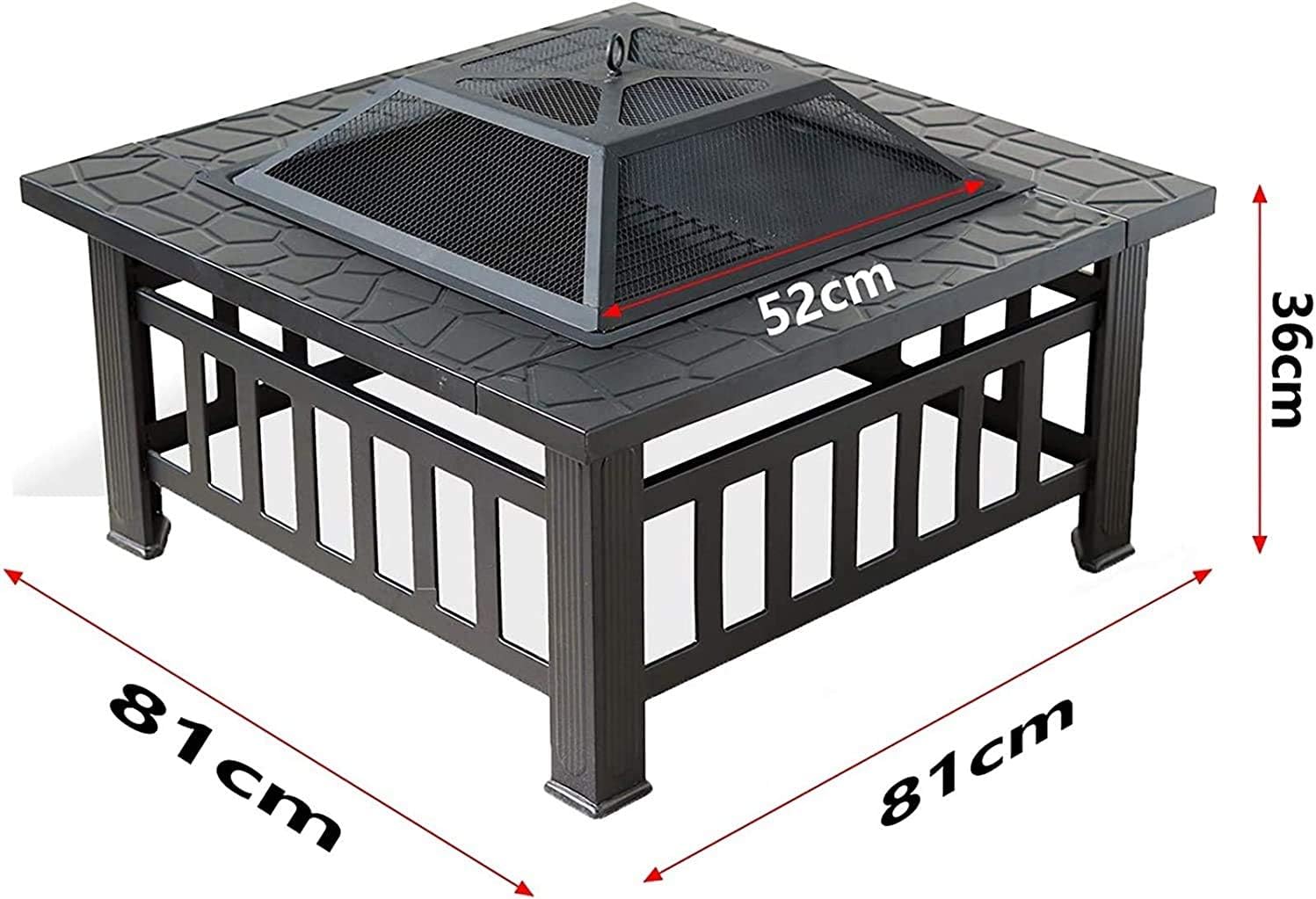 Outdoor Fire Pit Outdoor Fire Pits Outdoor Square Metal Firepit Backyard Patio Garden Stove Wood Burning BBQ Fire Pit with Rain Cover