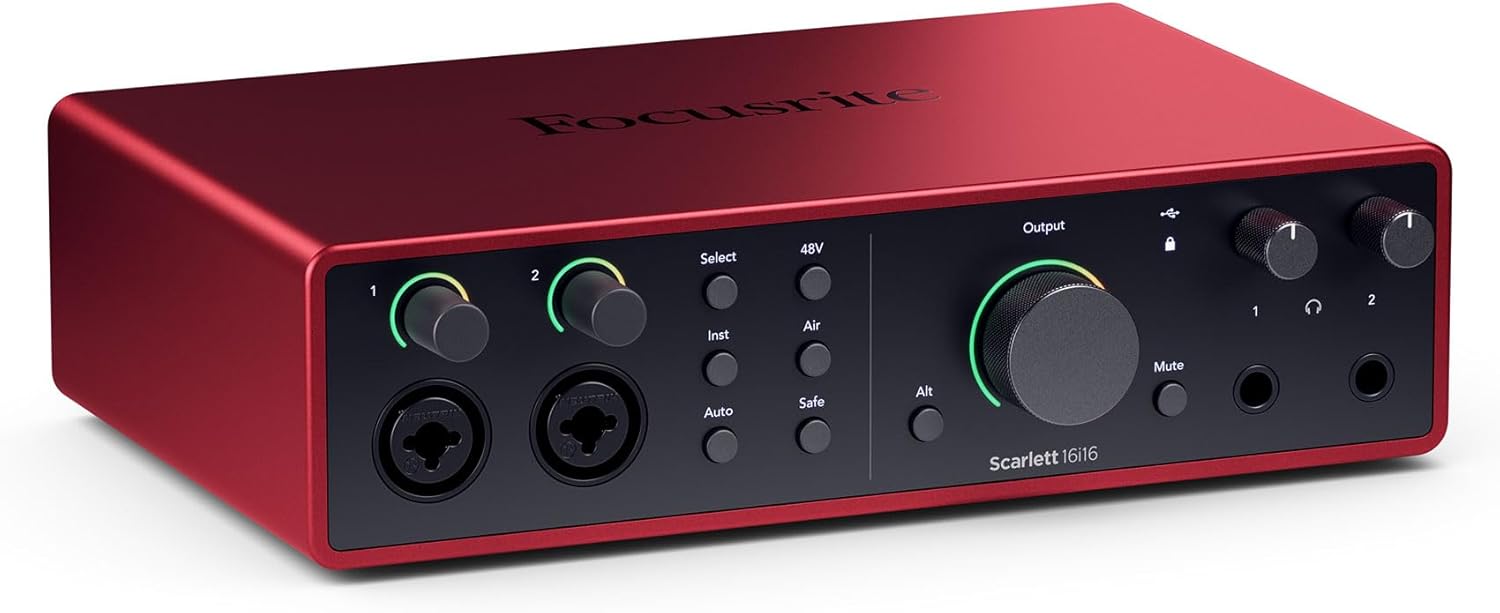 Audiosavings Bundle: Scarlett 16i16 4th Gen 24-bit/192kHz USB Audio Interface Bundle with Rockville RCXFM10P-R Red 10' Female to Male REAN XLR Mic/Speaker Cable (2 Items)