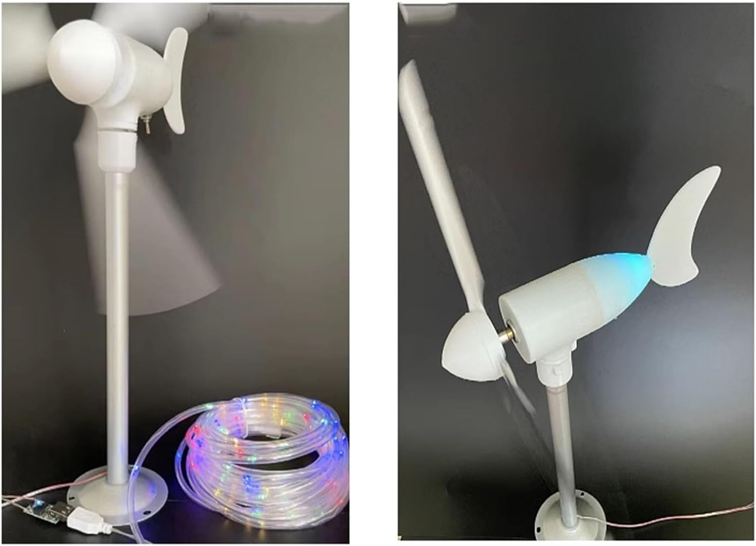 DIY Windmill Kit Miniature Wind Generator Three-Phase Permanent Magnet Brushless Generator Model Windmill Window Display DIY (Color : 3blade+5blade 2pc)