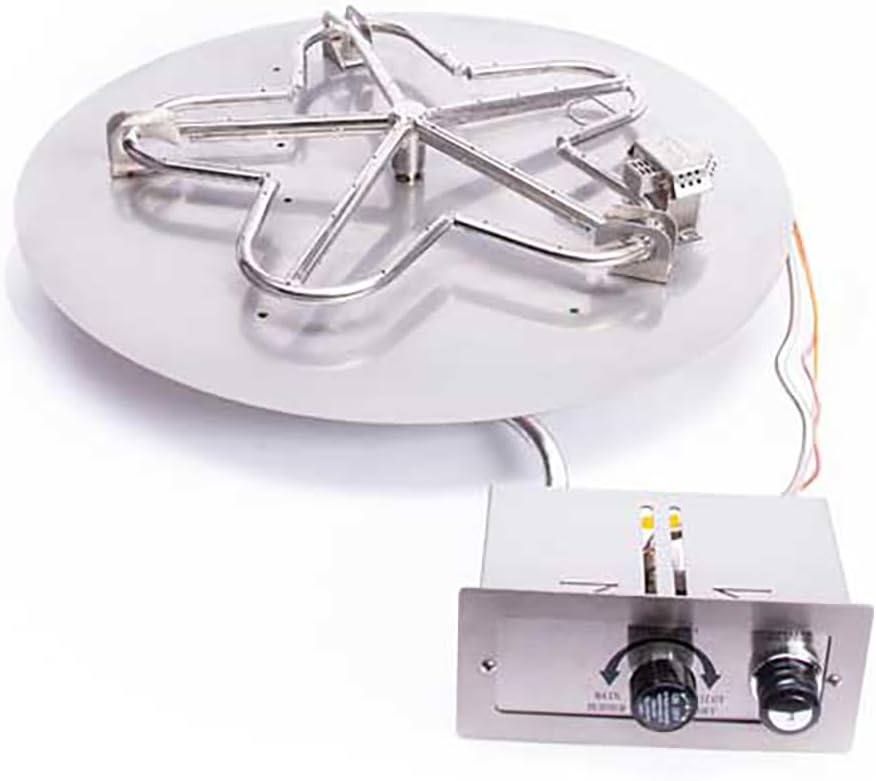 HPC Fire Push Button Flame Sensing Fire Pit Burner Kit (PENTA36FPPK-FLEX-NG), 36-Inch Flat Pan, Natural Gas, UL Listed