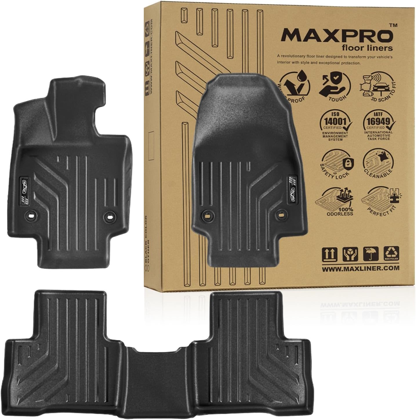MAXPRO Floor Mats Fit for Toyota Rav4/ Rav4 Hybrid 2019-2025/ Rav4 Prime 2021-2025. Heavy Duty All Weather Waterproof Car Accessories Custom Fit Floor Mats 1st and 2nd Row