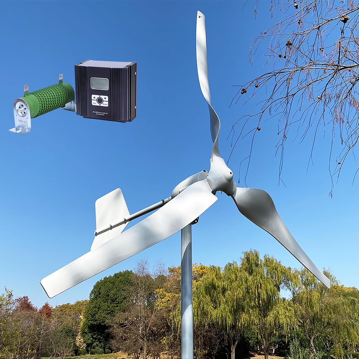 Wind Turbine Generator Kit 2000W 48V Wind Generators 3 Blades Wind Power Generator with Charge Controller for Home Marine Industrial Energy Off Grid System (Not Included mast)
