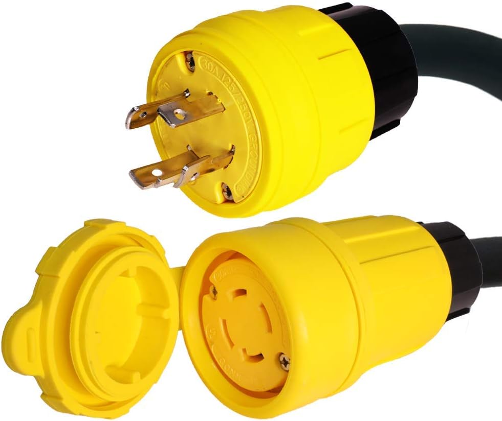 Weatherproof L14-30 Generator Extension Power Cord - 50 Foot, 30A, 125/250V, 10/4 SOOW Cable - UL Listed - Iron Box # IBX-5805WTPNS-50 - UL Listed - Made in USA