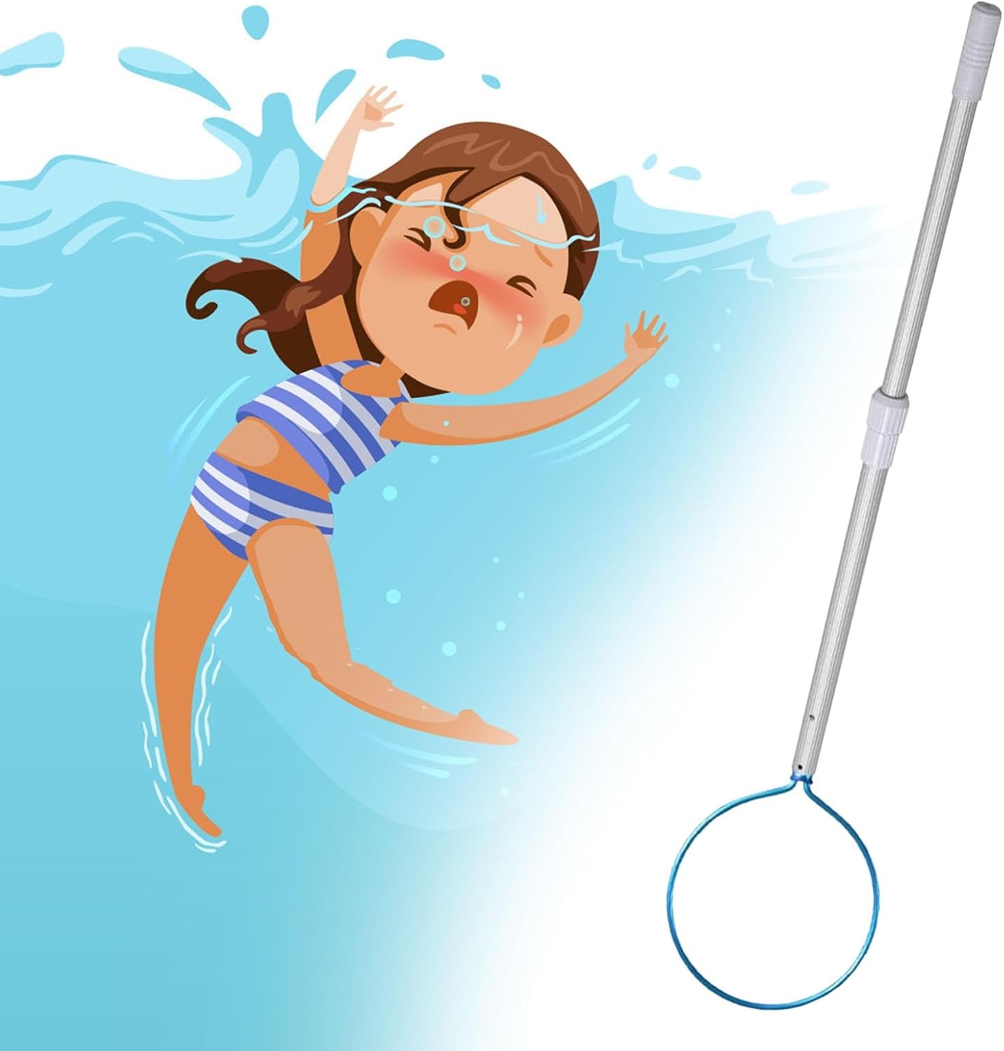 Summer Safety Hook Poles for Pools, Lightweight Boat Oceanarium Swimming Rescue Pole for Emergencies, 1m-Rod Round Hooks Life-Saving Devices