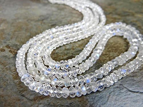 13 inch natural beads strand of 3.5-4mm faceted rondelle rainbow moonstone gemstone beads for DIY jewelry - necklace, bracelet, earring, ring.
