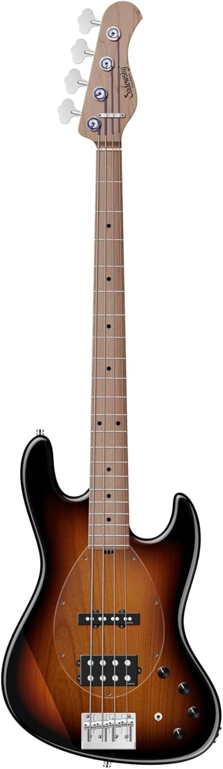 Sadowsky MetroExpress Vintage M/J Bass Guitar - Tobacco Sunburst Transparent, Roasted Maple Fingerboard