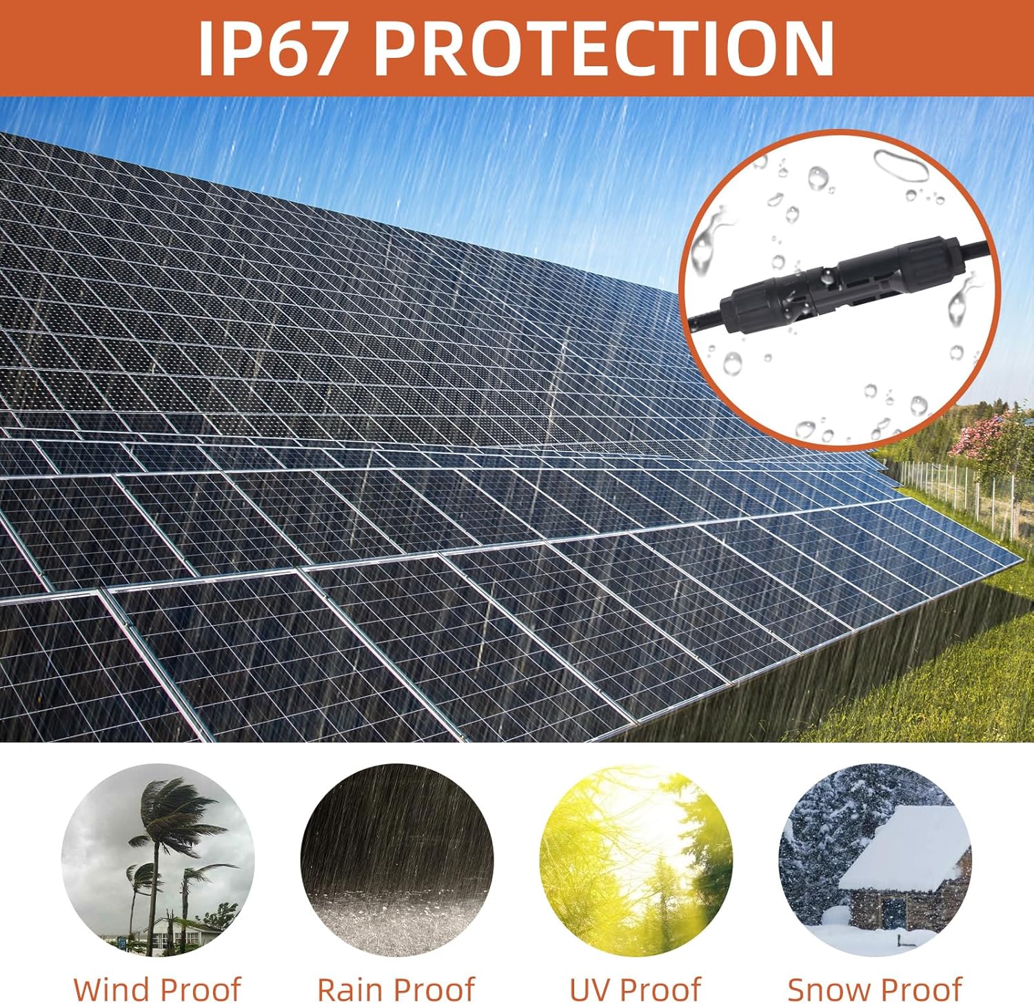 10AWG Solar Panel Extension Cable - 100FT Red + 100FT Black with Female and Male Connectors for Home, Boat, and RV Solar Panels