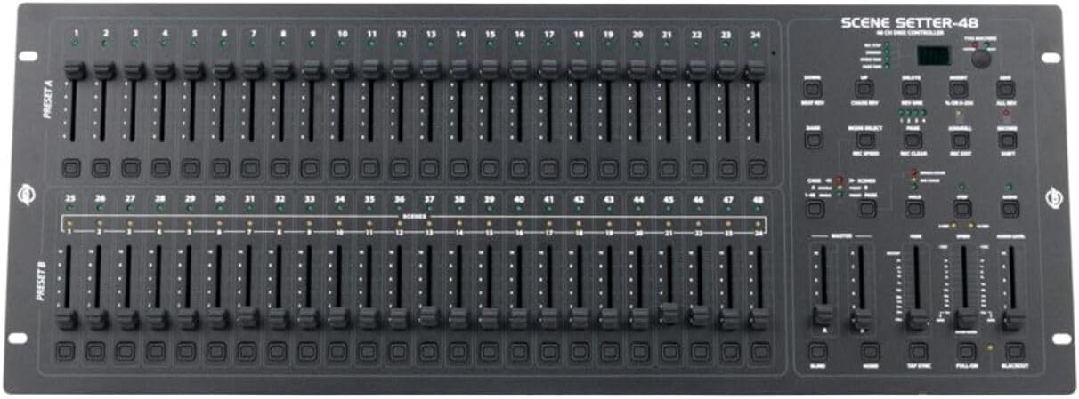 American DJ Lighting Control Bundle with SCENE-SETTER 48 DMX Dimming Console 48-Channel Scenes and Chases, Music Sync, Midi, Fog Trigger Input, Rockville RDX3M25 25 ft OFC DMX Cable (2 Items)