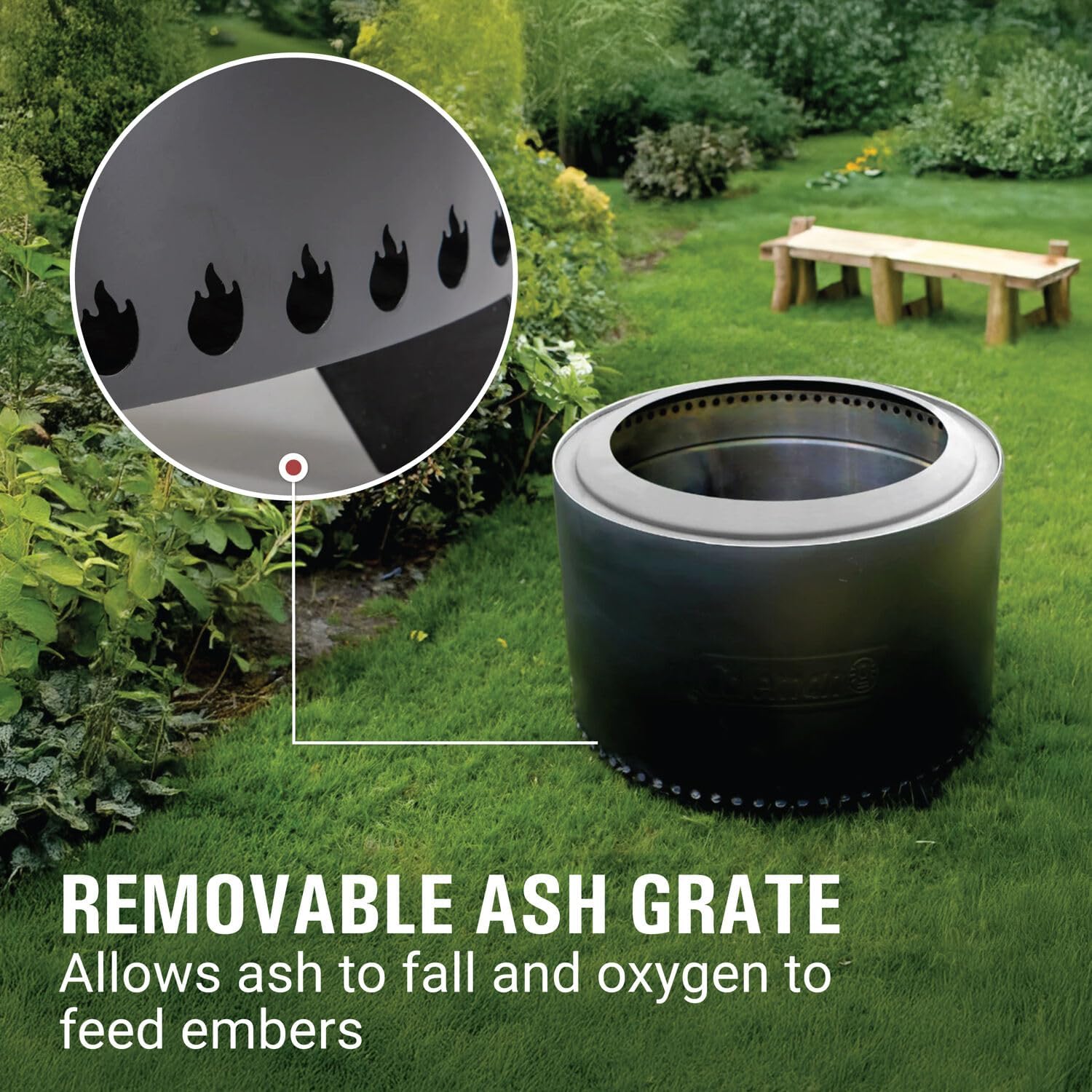 Coleman Cityscapes 15” Smokeless Fire Pit, Round Wood Burning Fire Pit, Outdoor Accessory for Backyard, Deck, Patio, Black