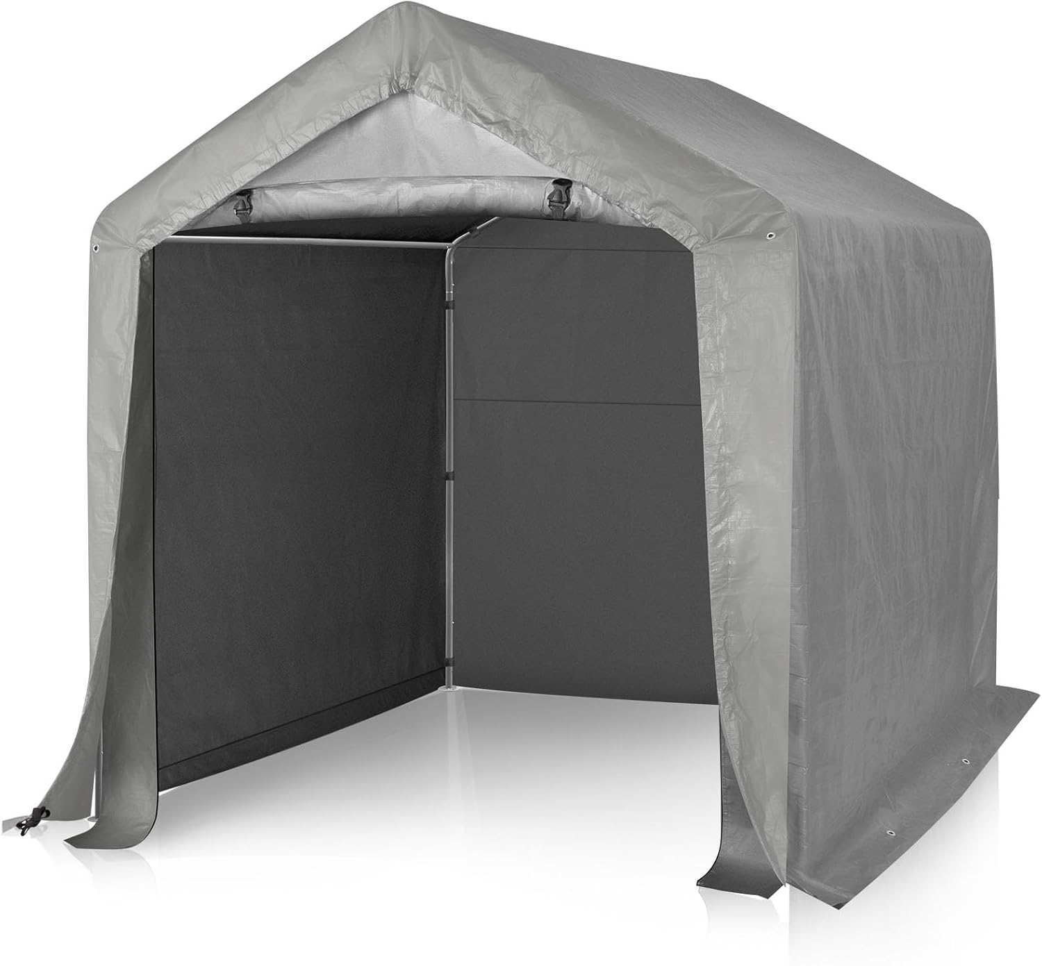 VINGLI Outdoor Portable Storage Shed, Heavy Duty Bike Tent with Roll-up Zipper Door, Waterproof and UV Resistent Carport for Motorcycle, Garden Tools and Firewood (8x8x6.7ft)
