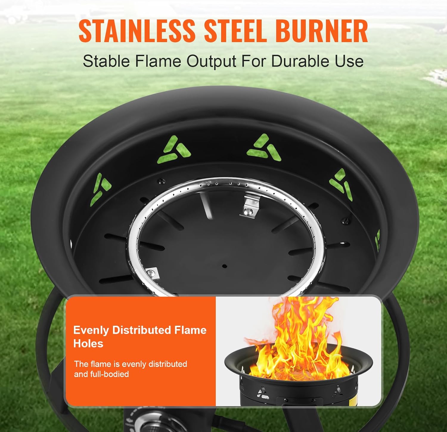 Happybuy Propane Fire Pit, 19-Inch Diameter, Portable with Cover & Lava Rocks, Adjustable Flame, 58,000 BTU, Black