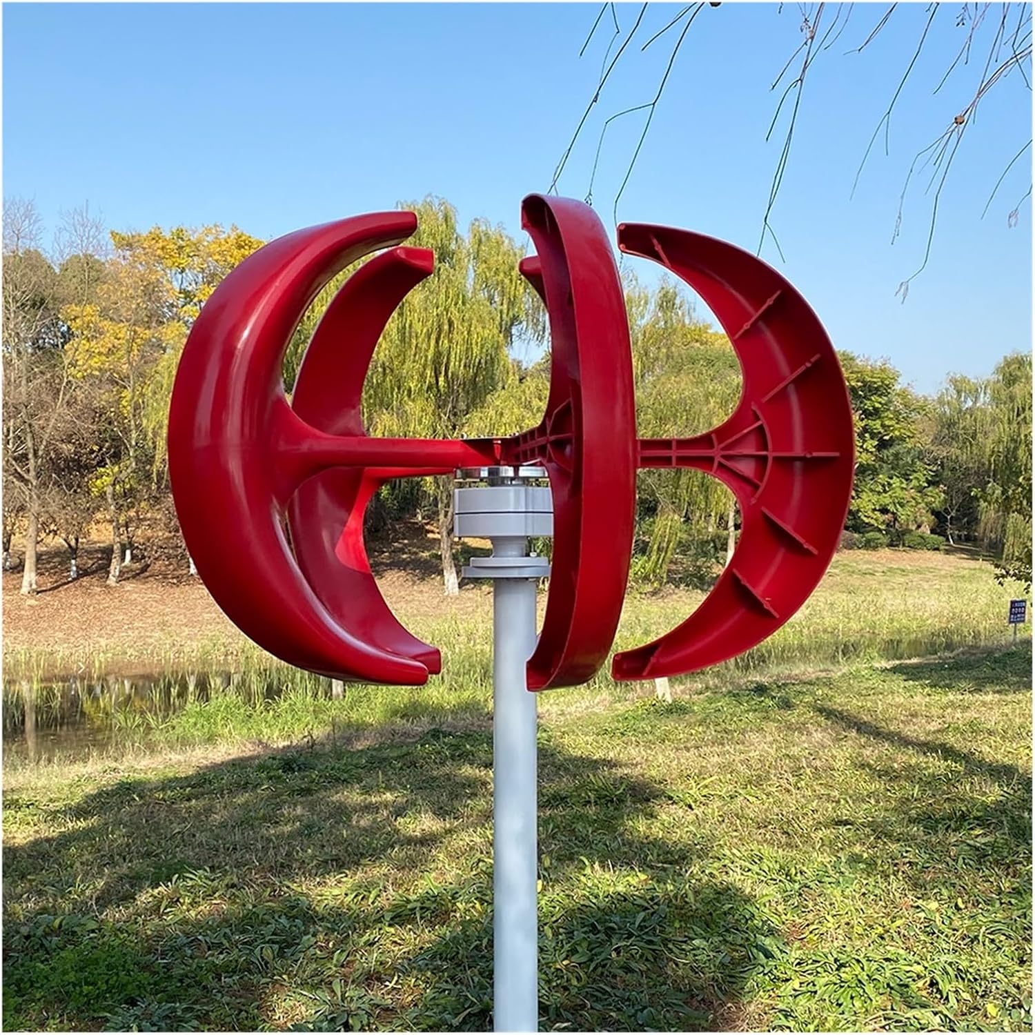 4000W 12V 24V 48V Wind Turbines Generator Lantern 5 Blades Motor Kit Vertical Axis for Home Hybrids Streetlight Electromagnetic Low Starting Speed for Home(Black,with MPPT Controller_12V)