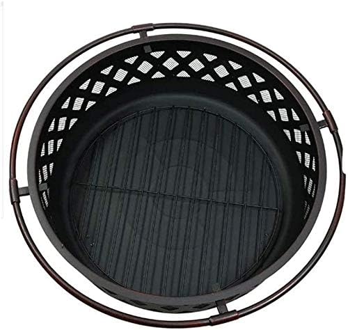 Fire Pits Outdoor Wood Burning Pits Fire Bowl with Handles,Removable Metal Fire Basket with Fire Fork, Patio Garden Multifunctional Fire Pit for Heating/BBQ with Cover BBQ Cooking for Outside Camping