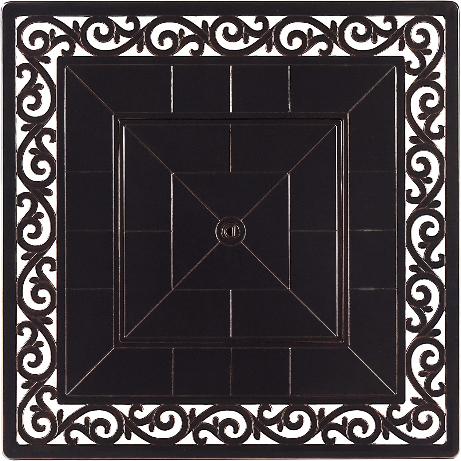 Aluminum 57,0000 BTU 42 in. Square Propane Black Fire Pit Table with Fire Beads, Lid, Propane Tank Cover and Table Fabric Covers in Copper Finish