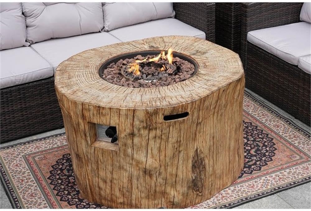 Pemberly Row Brown Aluminum Patio and Outdoor Round Firepit with Rain Cover