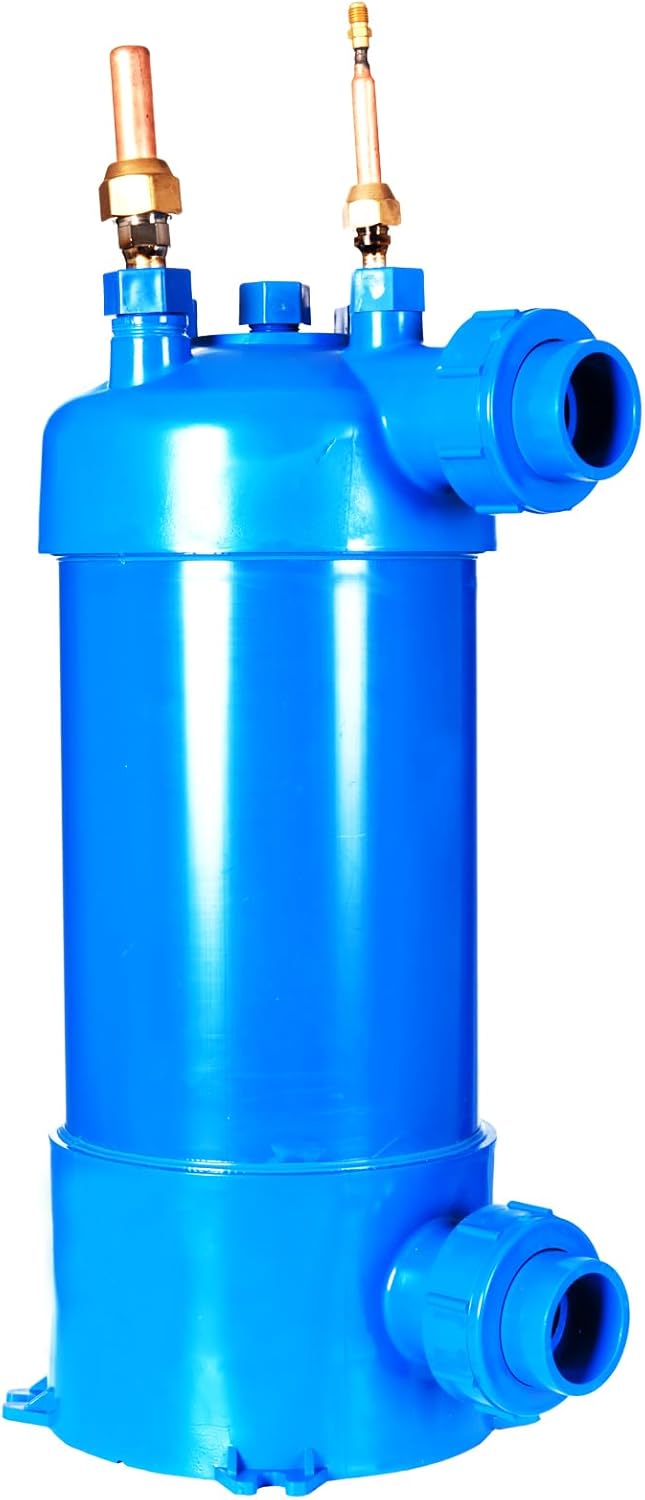 Pool Heat Exchanger Titanium Twisted Tube PVC Shell for Swimming Pool Heat Pump Solar Spa Heating and Cooling(102kBtu / 30kw)