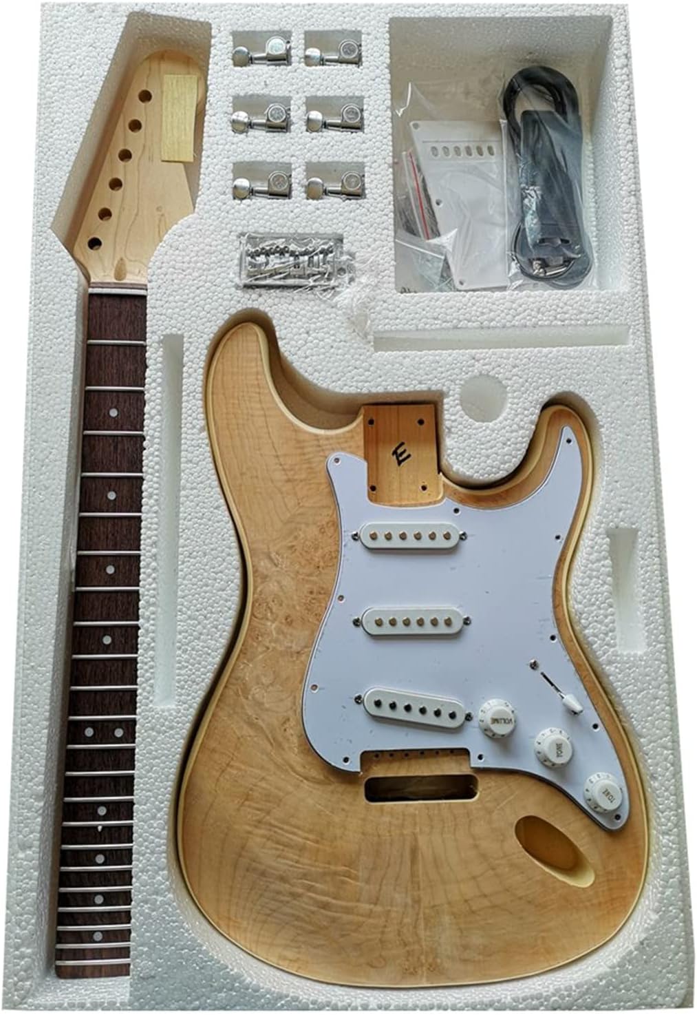 Electric Guitar Making Material Accessorie Maple Veneer Hard Maple Neck DIY Guitar Kit Unfinished Guitar Set (Color : 02)