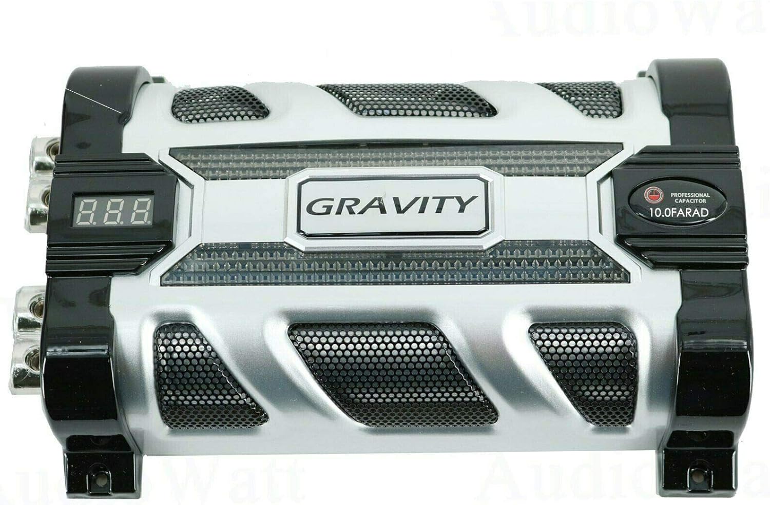 Gravity GR-10.0 Car Audio Mobile Battery Stiffening Portable Power 10.0 Farad Capacitor and Completed 5000 Watts Amplifier Installation Wiring kit 0 Gauge BGC0XLR Red