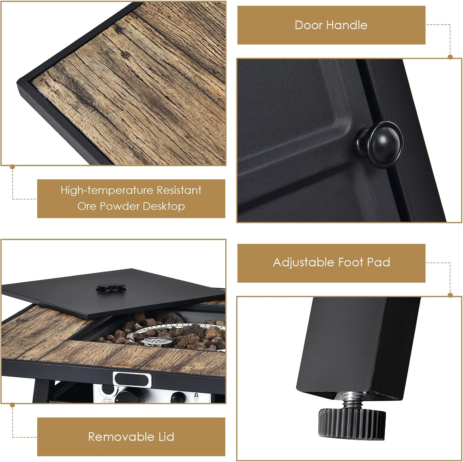 Giantex Fire Pits for Outside Outdoor Propane Fire Pit Table, 28” Patio Gas Fireplace W/Lid & Lava Rocks, 40,000 Btu, Waterproof Cover, CSA Certification, for Backyard, Deck Dinning Gas Fire Table