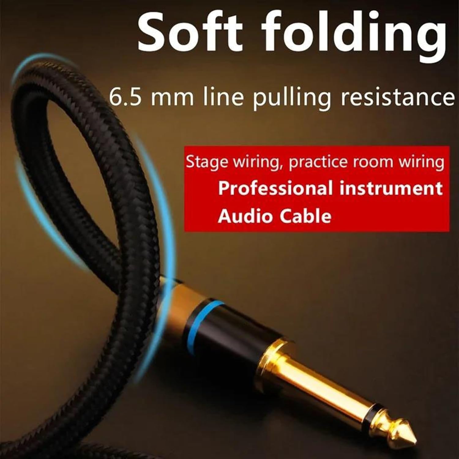Guitar Audio Cable 6.5mm Cable Gold Plated 6.5mm to 6.5mm Cable 6.35mm Aux Cable Guitar Mixer Amplifier Speaker Wire(1.5m)