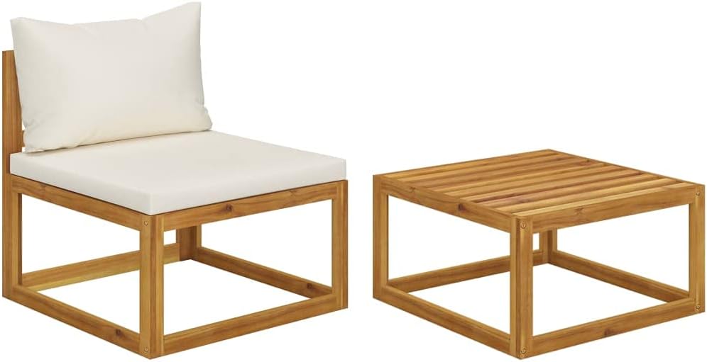 2 Piece Patio Sofa Set with Cushion Solid Acacia Wood,AllWeather Acacia Wood Patio Sofa Set with Cushions for Comfortable Outdoor Living Patio Furniture Sets, Conversation Sets