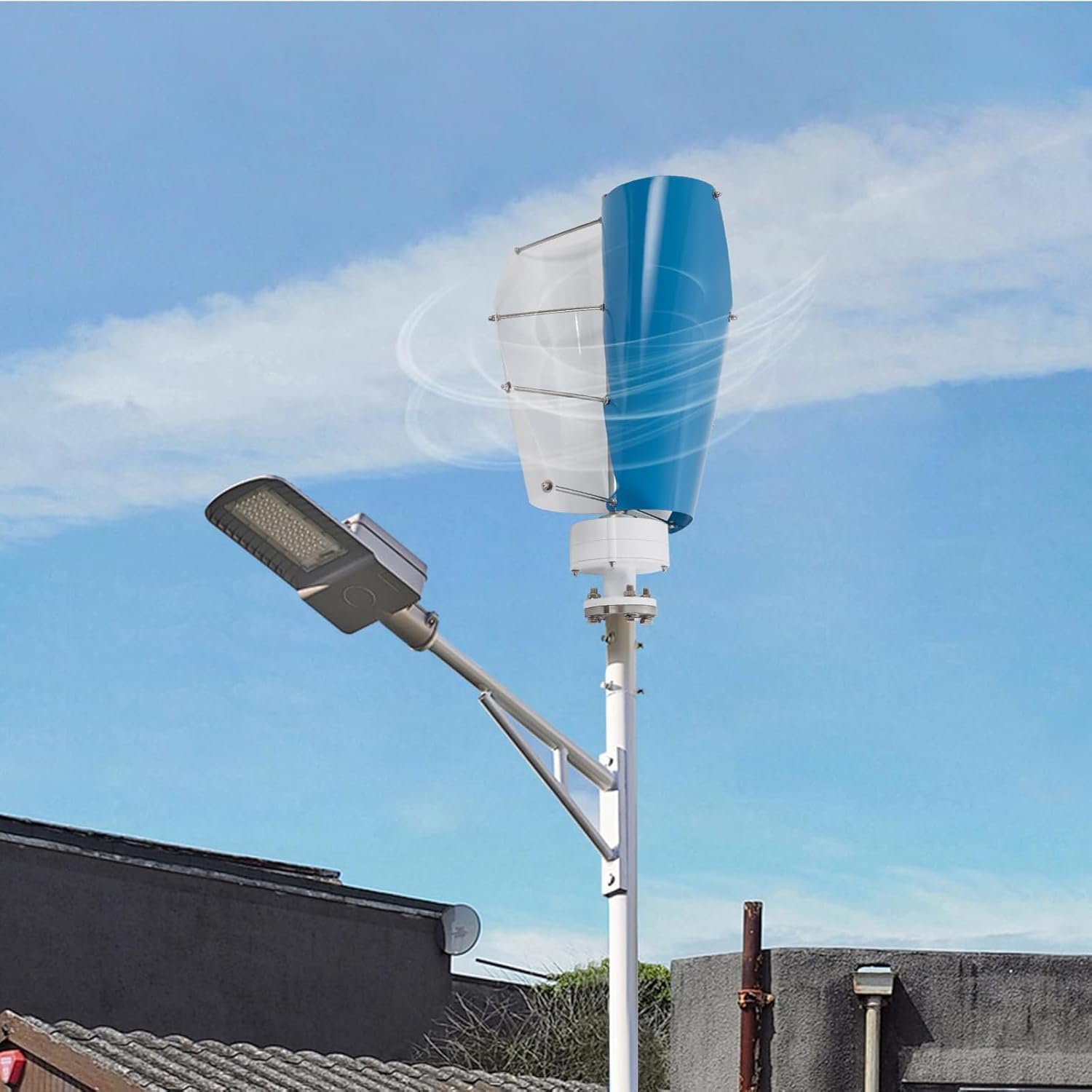 Energy Windmill Wind Power Kit, 8000W Vertical Spiral Permanent Maglev Generator W/Controller for Garden Outdoor Lighting