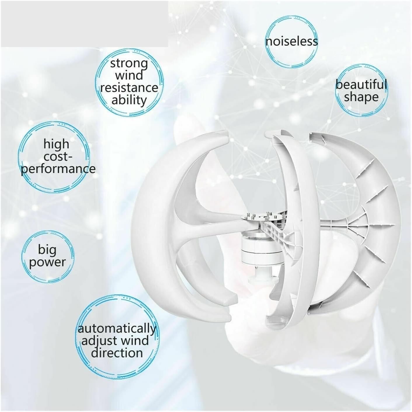 Wind Turbine, Vertical Wind Turbine Windmill 1000W 12v 24v Low Noise Wind Speed Start Rotation Free Energy with MPPT Charge Controller(White,with MPPT Controller_24V)