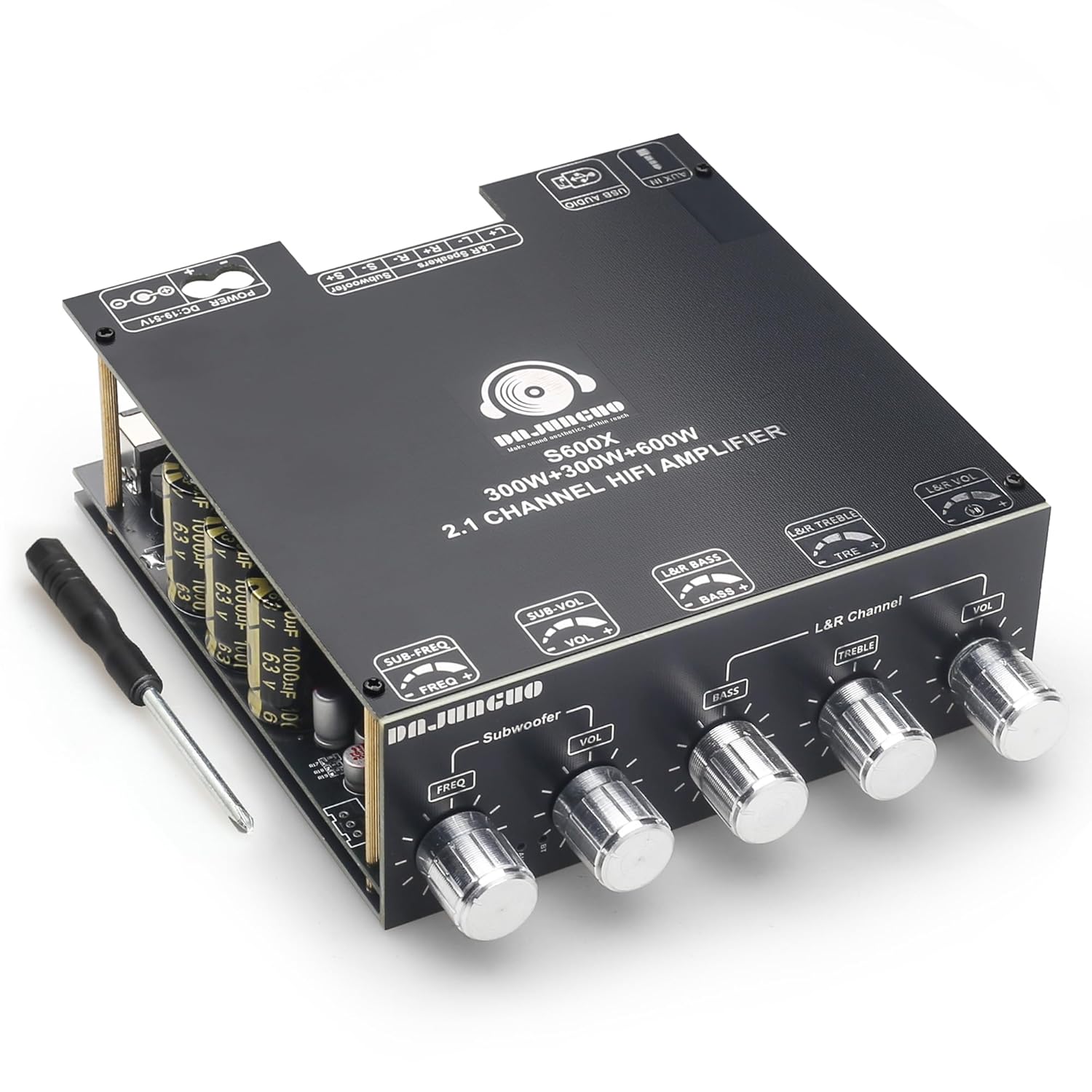 S600X 2.1 Channel Amplifier Board 300W+300W+600W Power Output,TPA3255 Chip,Bluetooth 5.2,Black