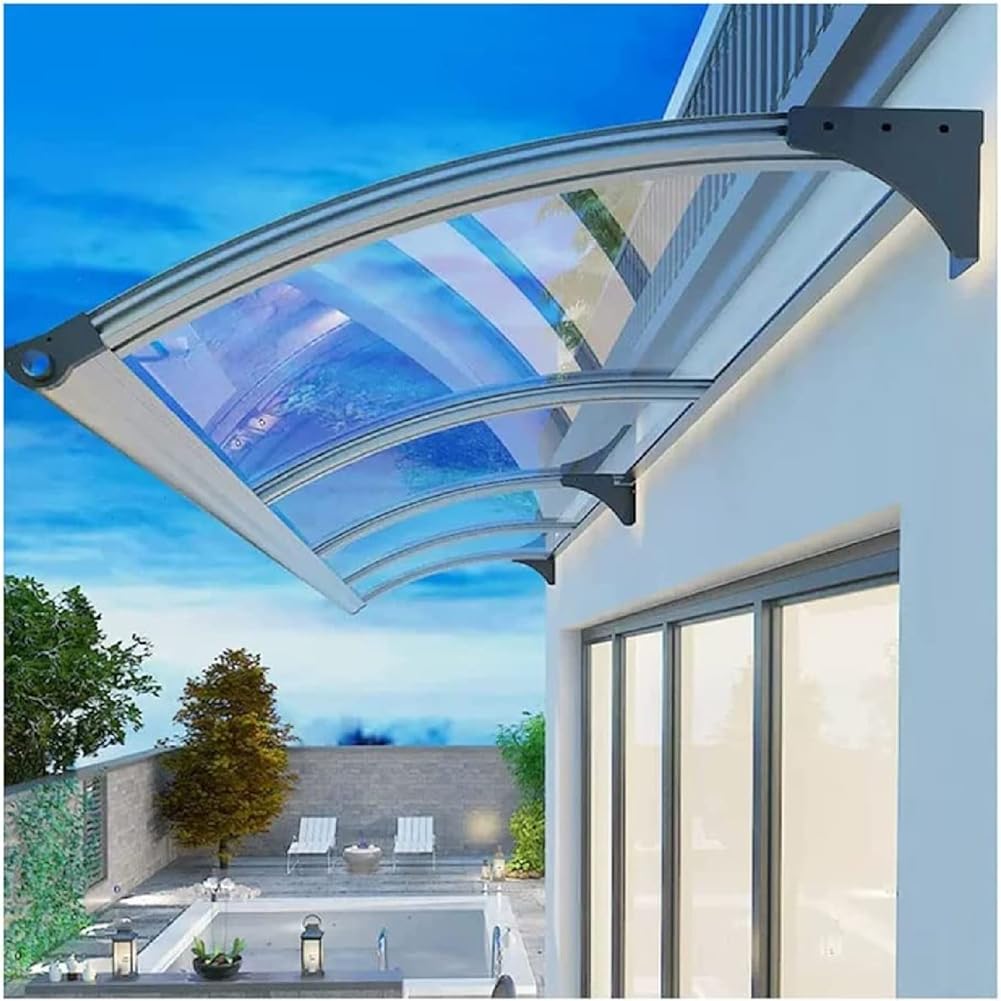 JINMLBO Large Sink Aluminium Canopy, Window Patio Entry Doors Canopies Front Door Outdoor Garden Porch Patio Roofing Cover UV Rain Snow Protection Easy to Assemble(150x360cm)