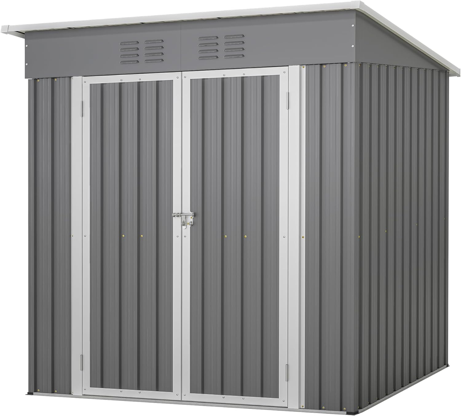 4'x6' Metal Shed Outdoor Storage Shed,Metal Steel Utility Tool Shed Storage House with Double Lockable Doors and Air Vent for Backyard Garden Patio Lawn Gray
