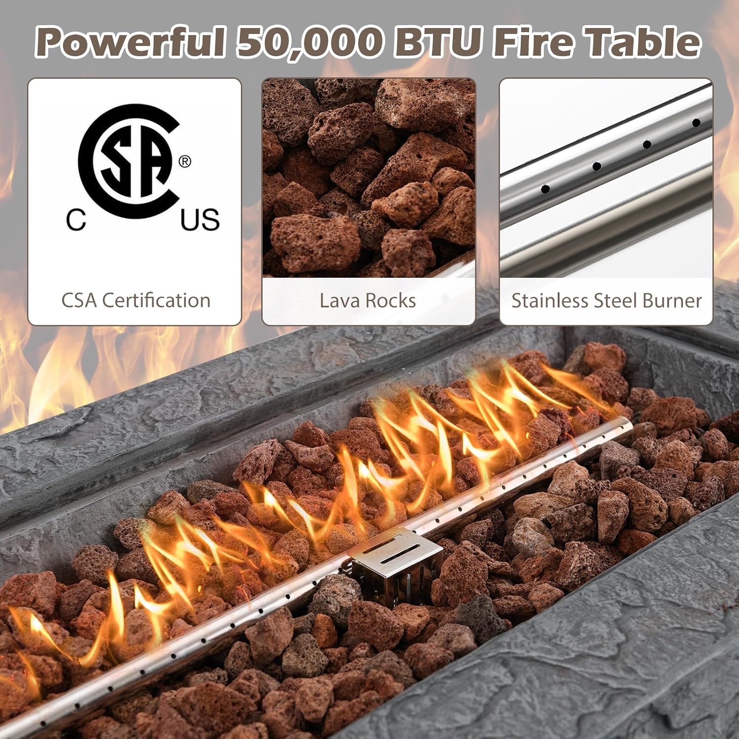 Happygrill 50,000 BTU Propane Fire Pit Table Set, 42.5