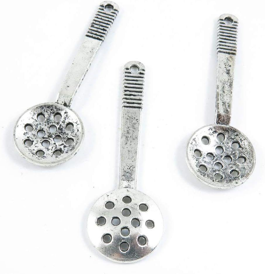 210 pcs Antique Silver Plated Jewelry Charms Findings Craft Making Vintage Beading N6BF5H Colander