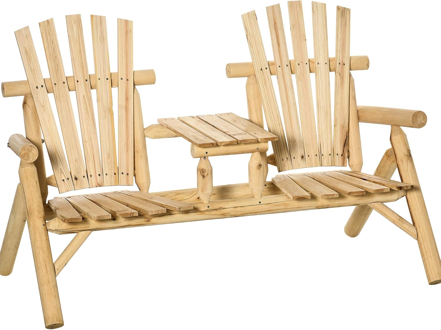 Wooden Chair with Table for Outdoor Spaces, 2 Patio Fire Pit Chair, Natural Backyard, Deck, Porch Table, Porch, Texture