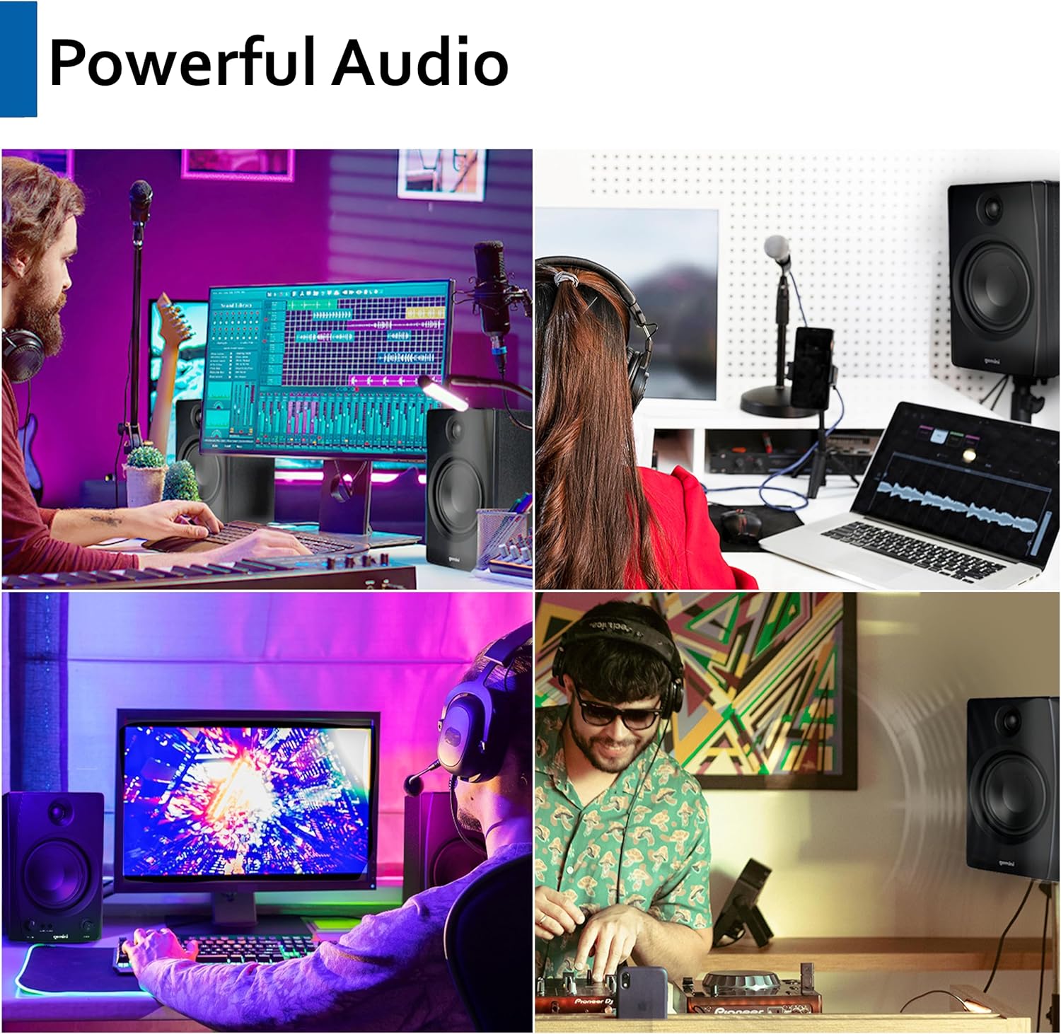 Gemini Sound SMX-5BT 5” Studio Monitor Speakers with Bluetooth - 200W Peak Power, TRS/RCA/Aux Inputs, Acoustic Tuning, Active/Passive Pair for Home Studio, DJ, and Music Production